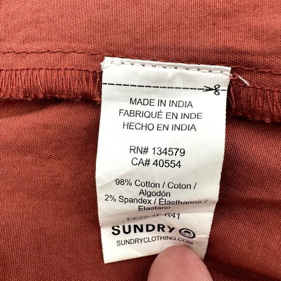 SUNDRY NWT Evereve Sunday Elastic Waist Drawcord Skirt in Brick Rust // Large - Picture 7 of 8